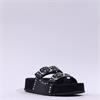 Paul Green 2 Strap Studded Mule Sandal - Black Leather